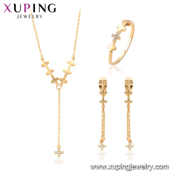 64697 xuping copper alloy fashion cross necklace jewelry set gift for women